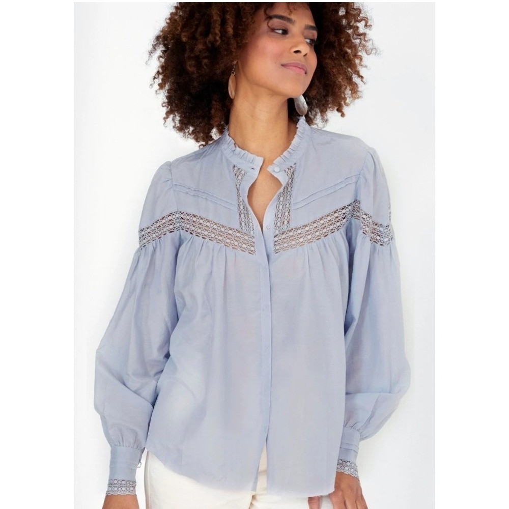 Go Go By Go Silk Town & Country Peasant Blouse NWOT Large